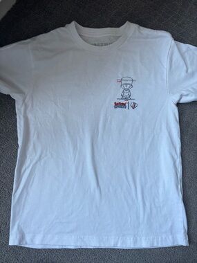 White Kids Short Sleeve Graphic Tee with Small Character Print